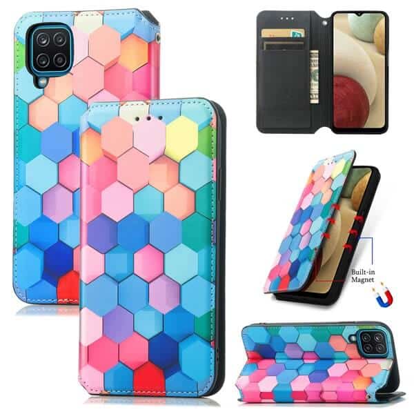 CaseNeo Colored Squares Case Cover For Samsung Galaxy A12 CaseNeo Colored Squares Case Cover For Samsung Galaxy A12